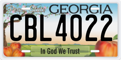 GA license plate CBL4022