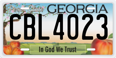 GA license plate CBL4023