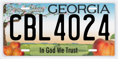 GA license plate CBL4024