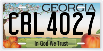 GA license plate CBL4027