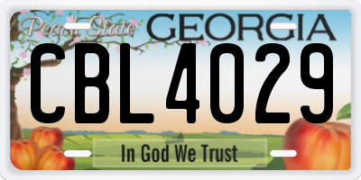 GA license plate CBL4029