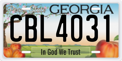GA license plate CBL4031