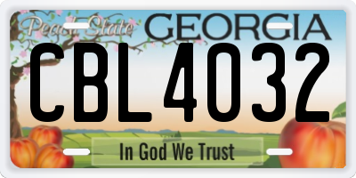 GA license plate CBL4032