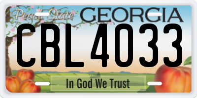 GA license plate CBL4033