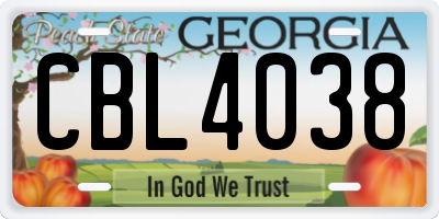 GA license plate CBL4038