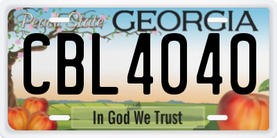 GA license plate CBL4040