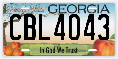 GA license plate CBL4043