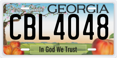 GA license plate CBL4048