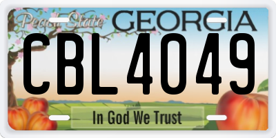 GA license plate CBL4049