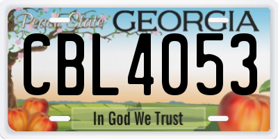 GA license plate CBL4053