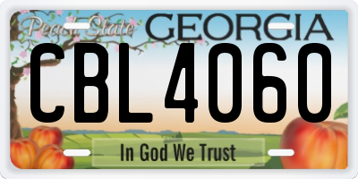 GA license plate CBL4060
