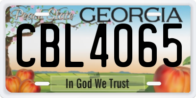 GA license plate CBL4065