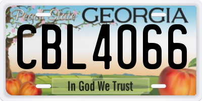 GA license plate CBL4066