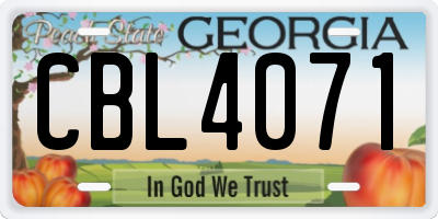 GA license plate CBL4071