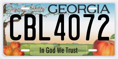 GA license plate CBL4072