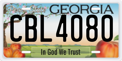 GA license plate CBL4080