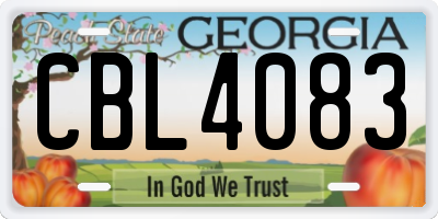 GA license plate CBL4083