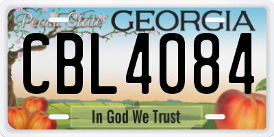 GA license plate CBL4084