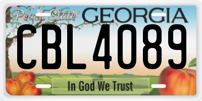 GA license plate CBL4089