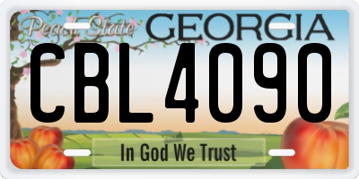 GA license plate CBL4090
