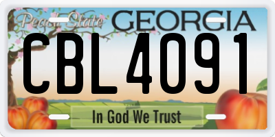 GA license plate CBL4091