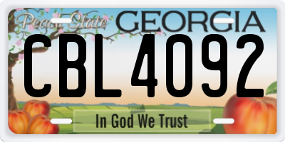 GA license plate CBL4092