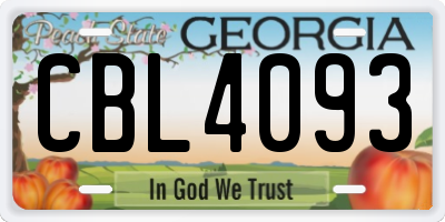 GA license plate CBL4093