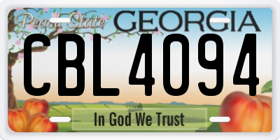 GA license plate CBL4094