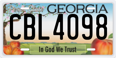 GA license plate CBL4098