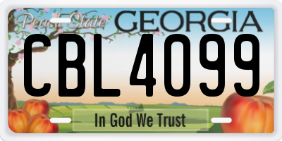 GA license plate CBL4099