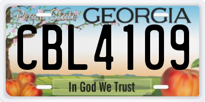 GA license plate CBL4109