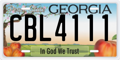 GA license plate CBL4111