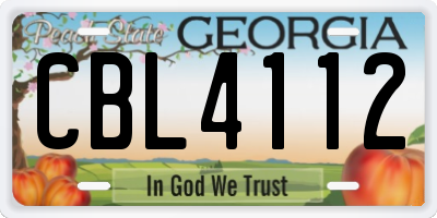 GA license plate CBL4112