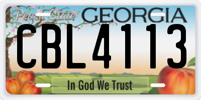GA license plate CBL4113