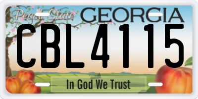 GA license plate CBL4115
