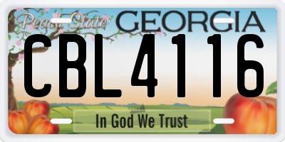 GA license plate CBL4116