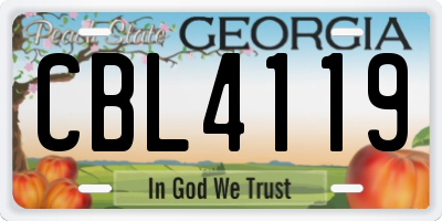 GA license plate CBL4119