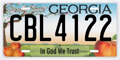 GA license plate CBL4122