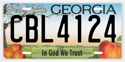 GA license plate CBL4124