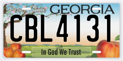 GA license plate CBL4131
