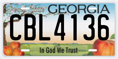 GA license plate CBL4136