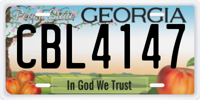 GA license plate CBL4147