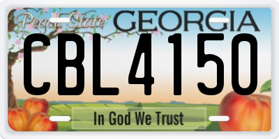 GA license plate CBL4150