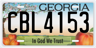 GA license plate CBL4153