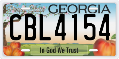 GA license plate CBL4154