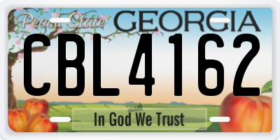 GA license plate CBL4162