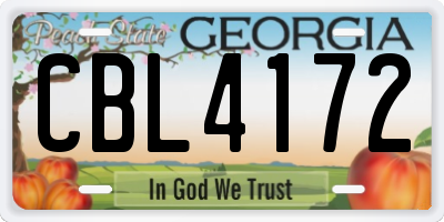 GA license plate CBL4172