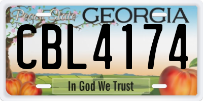 GA license plate CBL4174