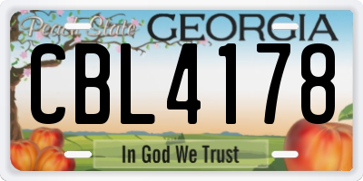 GA license plate CBL4178