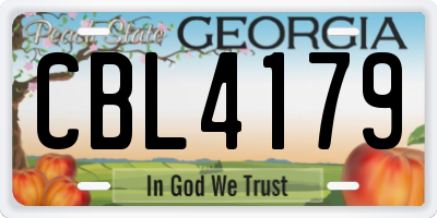 GA license plate CBL4179